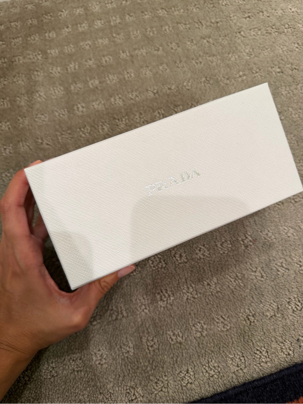 Prada White Textured Accessory Box with Silver Logo